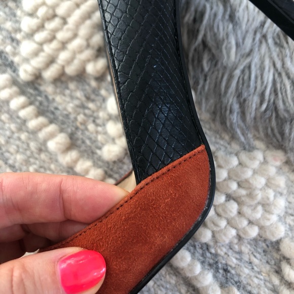 Black leather high heels with a warm cinnamon suede toe - Zara Woman - Size 38 - Picture 2 of 5